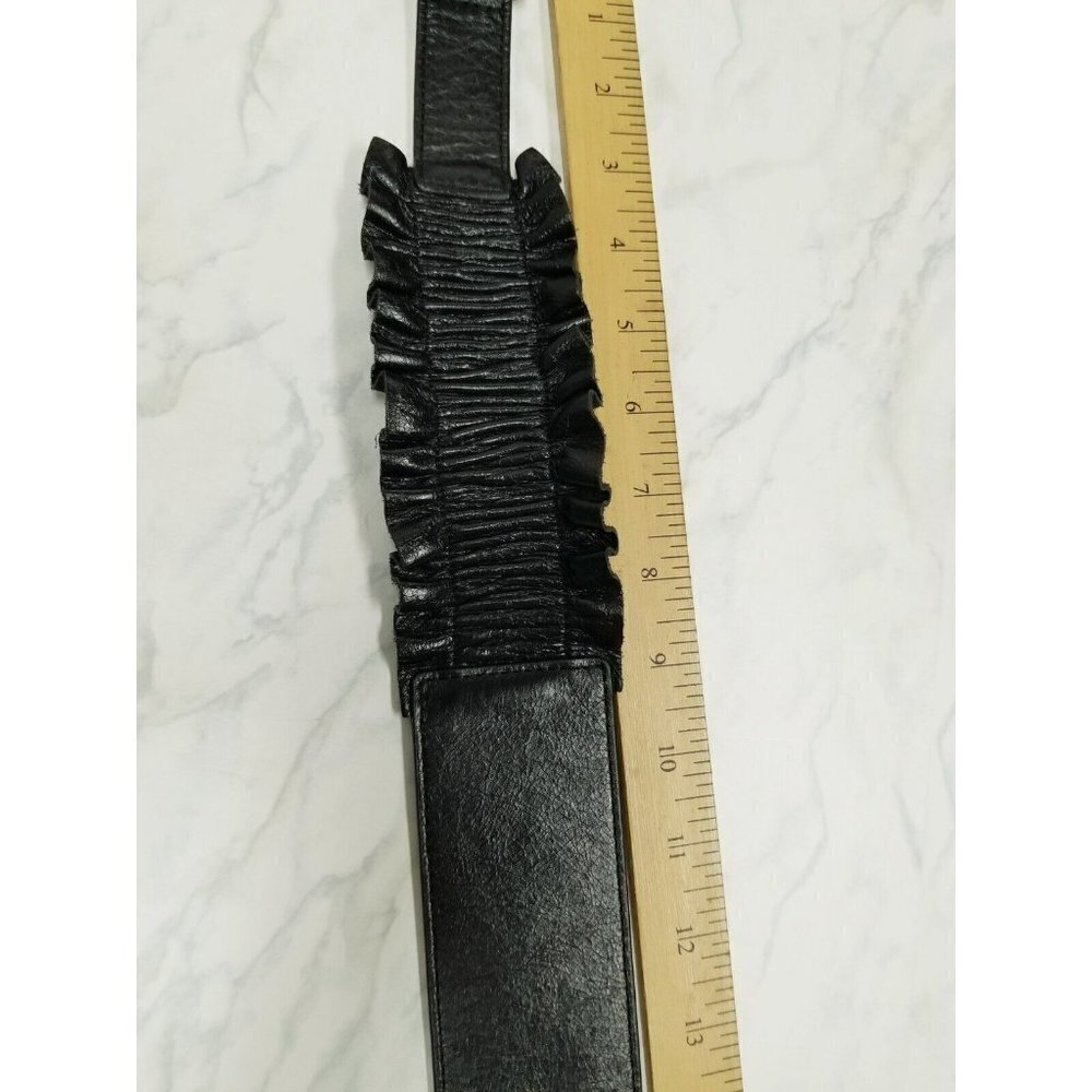Hobo International Black Leather Belt ruffles size Medium - Picture 10 of 16